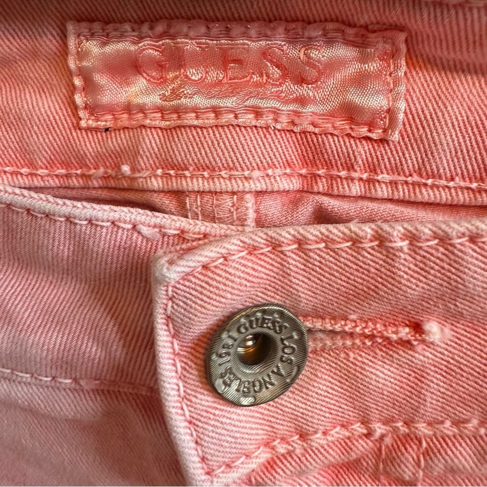 Guess Vintage Pink Wash Ankle Cropped Brittney Jeans with Stretch Y2K 90s - Picture 6 of 10